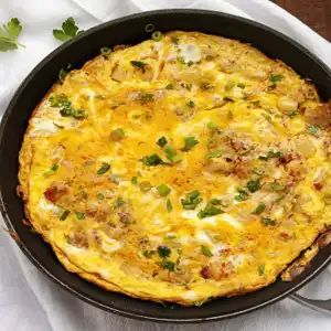 Chorizo, potato & cheese omelette