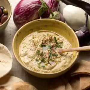 Smoked aubergine purée