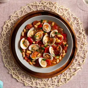 Clam, chorizo & white bean stew